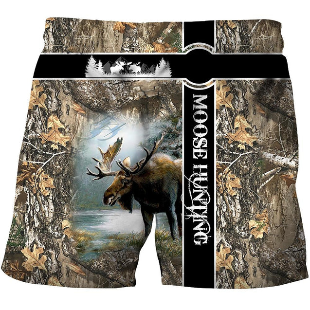 Moose Hunting Camo Over Printed Unisex Deluxe Hoodie ML