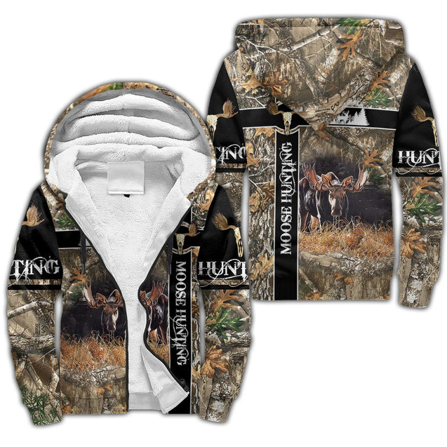 Moose III Hunting Camo Over Printed Unisex Deluxe Hoodie ML