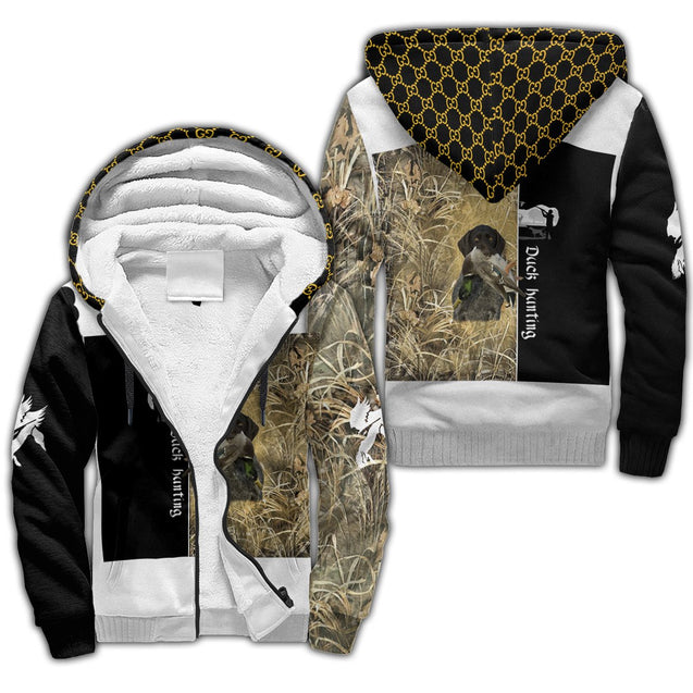 Duck Hunting Camo Over Printed Unisex Deluxe Hoodie ML