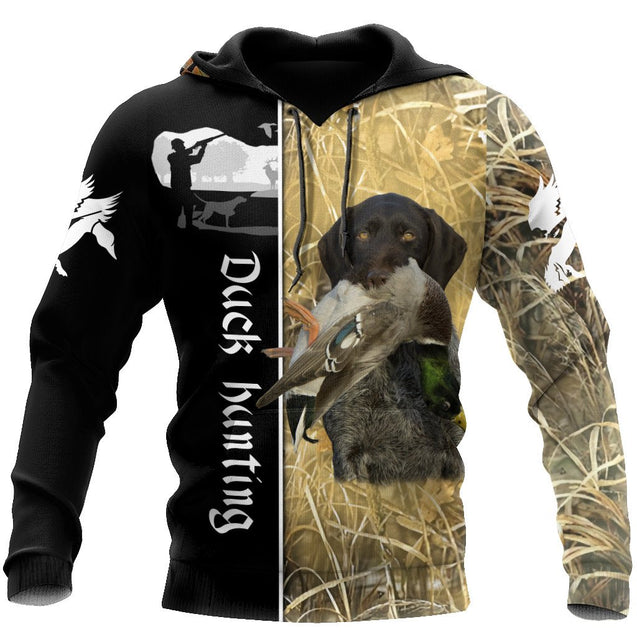 Duck Hunting Camo Over Printed Unisex Deluxe Hoodie ML