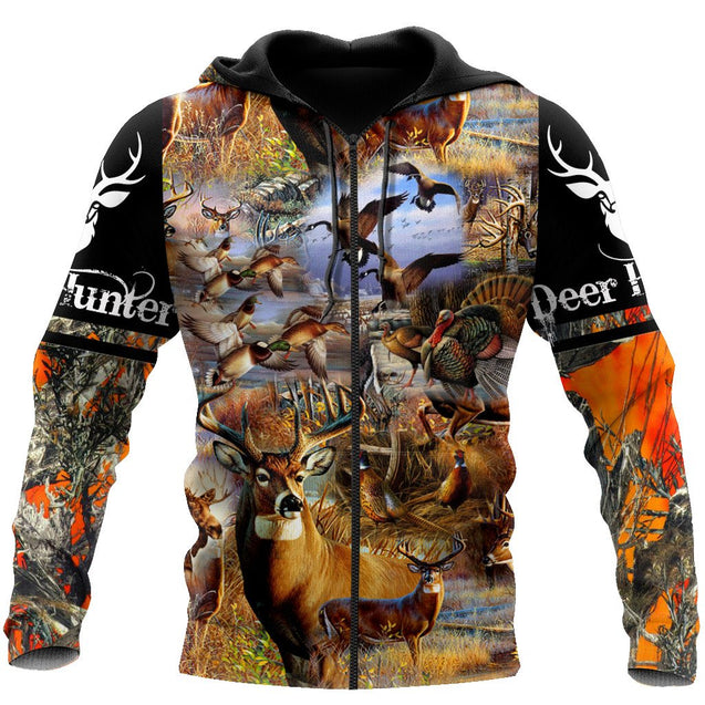 Hunting Camo Over Printed Unisex Deluxe Hoodie ML