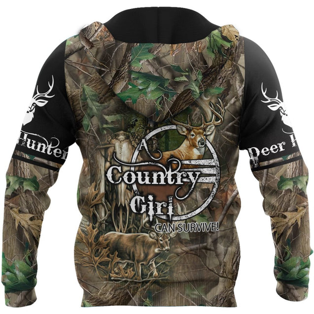 Country Girl Hunting Camo Over Printed Unisex Deluxe Hoodie ML