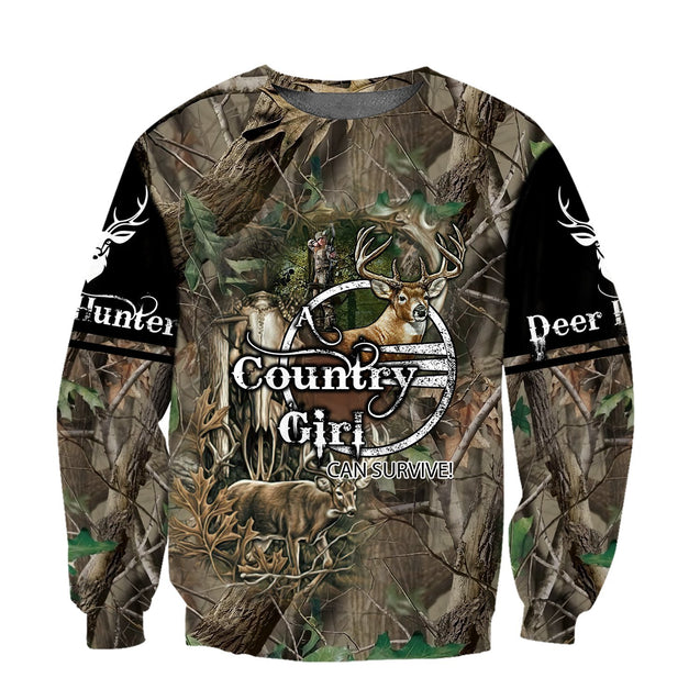 Country Girl Hunting Camo Over Printed Unisex Deluxe Hoodie ML