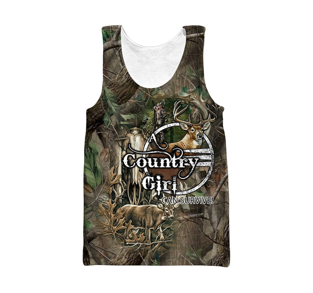 Country Girl Hunting Camo Over Printed Unisex Deluxe Hoodie ML