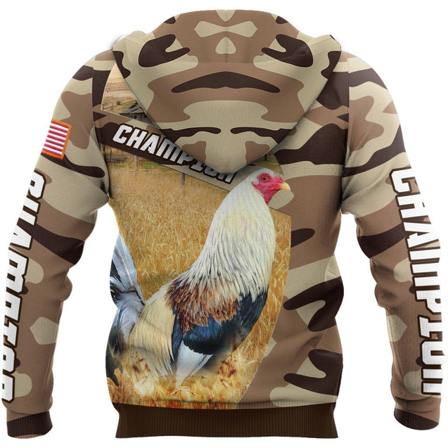 Champion Rooster All Over Printed Unisex Deluxe Hoodie ML