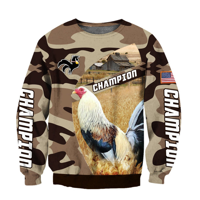 Champion Rooster All Over Printed Unisex Deluxe Hoodie ML