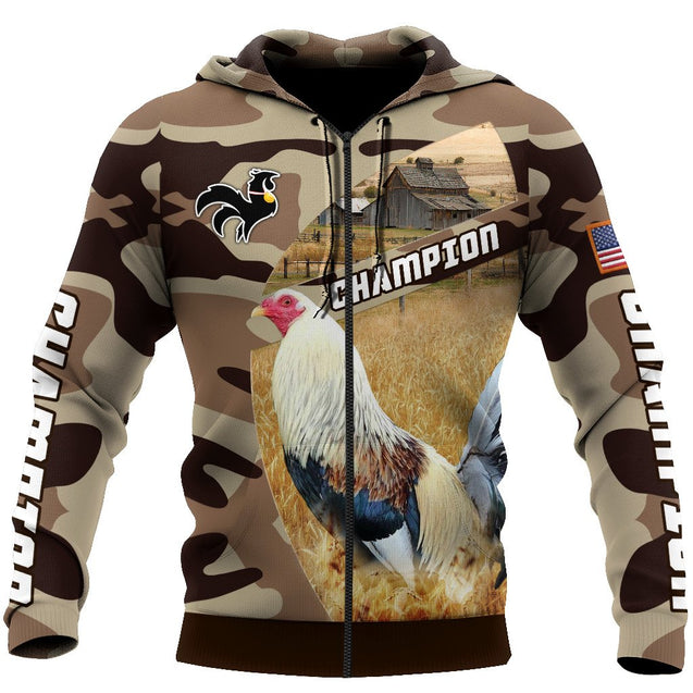 Champion Rooster All Over Printed Unisex Deluxe Hoodie ML