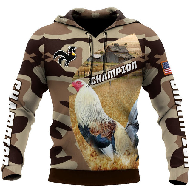 Champion Rooster All Over Printed Unisex Deluxe Hoodie ML