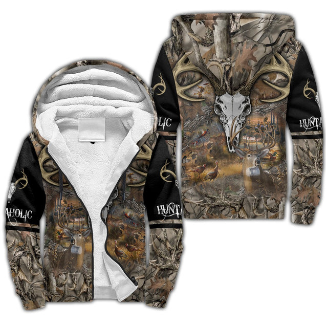 Deer III Hunting Camo Over Printed Unisex Deluxe Hoodie ML