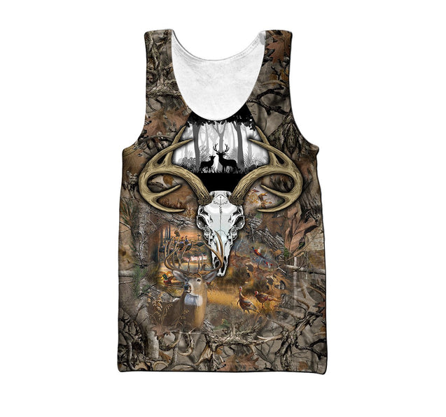 Deer III Hunting Camo Over Printed Unisex Deluxe Hoodie ML