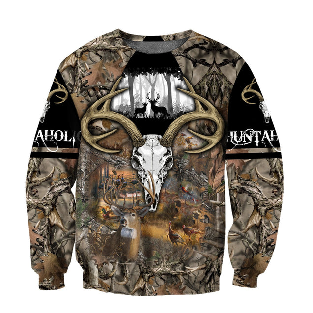 Deer III Hunting Camo Over Printed Unisex Deluxe Hoodie ML