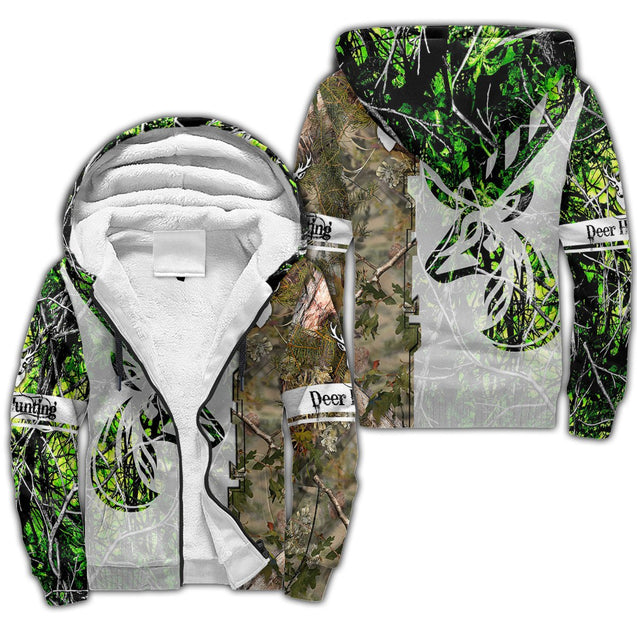 Deer Hunting Tattoo II Camo Over Printed Unisex Deluxe Hoodie ML