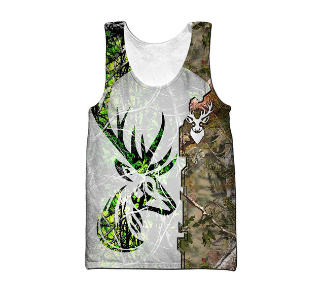 Deer Hunting Tattoo II Camo Over Printed Unisex Deluxe Hoodie ML