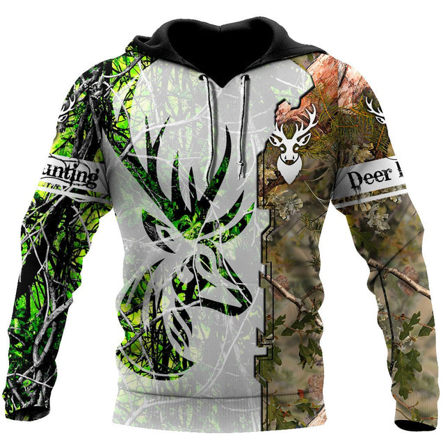 Deer Hunting Tattoo II Camo Over Printed Unisex Deluxe Hoodie ML