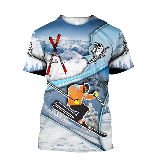 Skiing 3D All Over Printed shirt & short for men and women PL