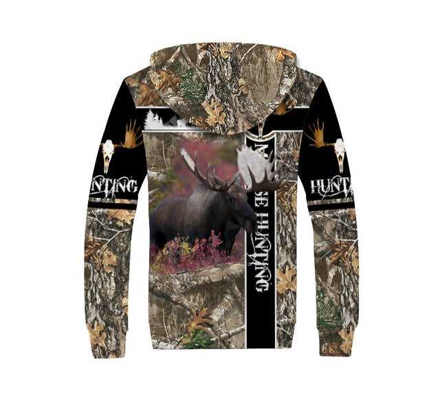 Moose Hunting VI Camo Over Printed Unisex Deluxe Hoodie ML