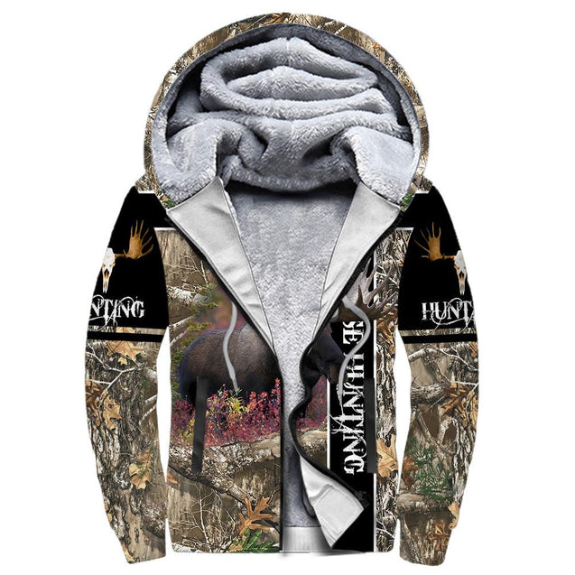 Moose Hunting VI Camo Over Printed Unisex Deluxe Hoodie ML