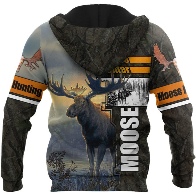 Moose Hunting V Camo Over Printed Unisex Deluxe Hoodie ML