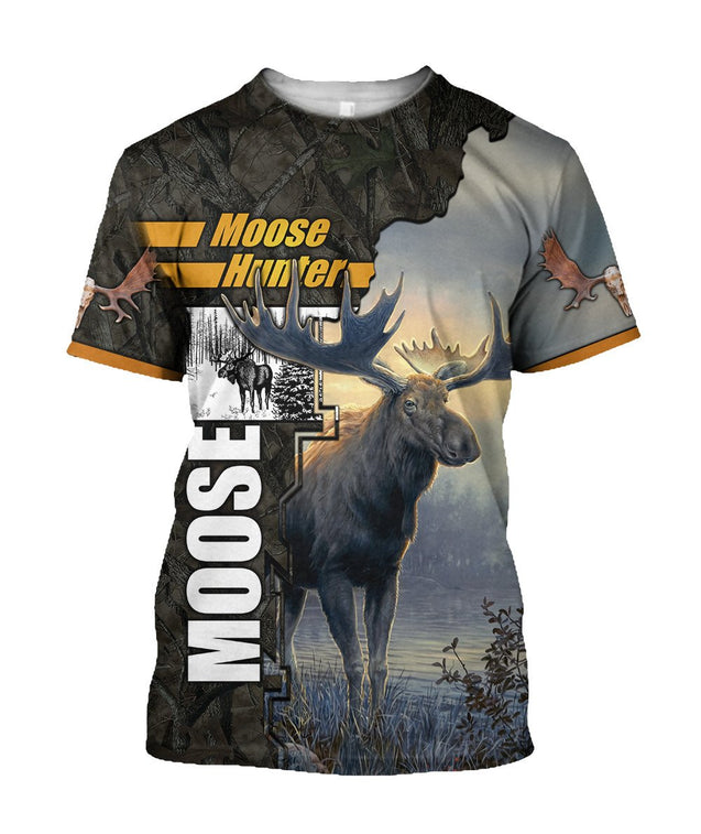 Moose Hunting V Camo Over Printed Unisex Deluxe Hoodie ML