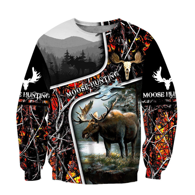 Moose Hunting Camo VIII Over Printed Unisex Deluxe Hoodie ML