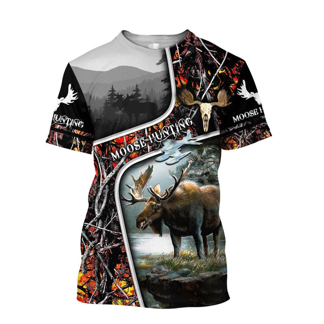 Moose Hunting Camo VIII Over Printed Unisex Deluxe Hoodie ML