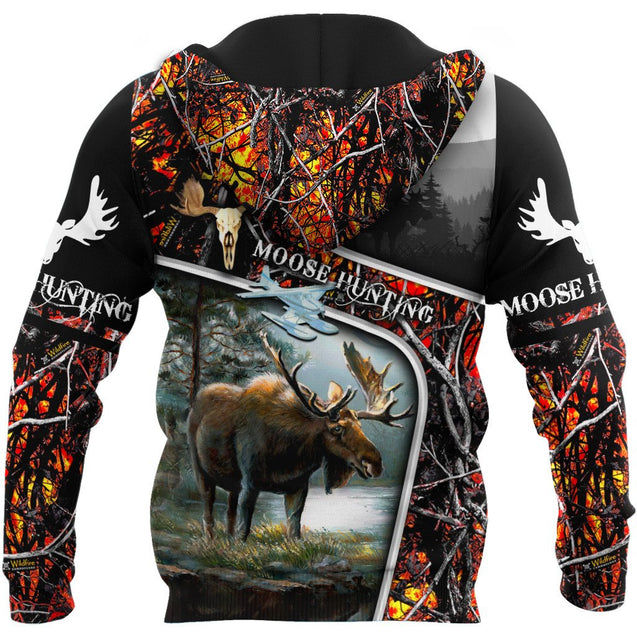 Moose Hunting Camo VIII Over Printed Unisex Deluxe Hoodie ML