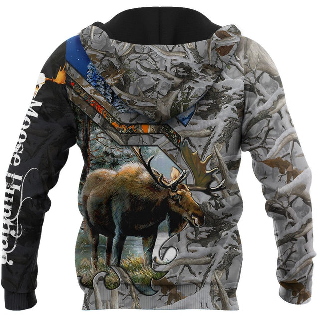 Moose Hunting VII Camo Over Printed Unisex Deluxe Hoodie ML