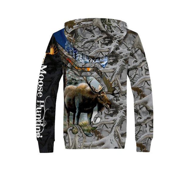 Moose Hunting VII Camo Over Printed Unisex Deluxe Hoodie ML