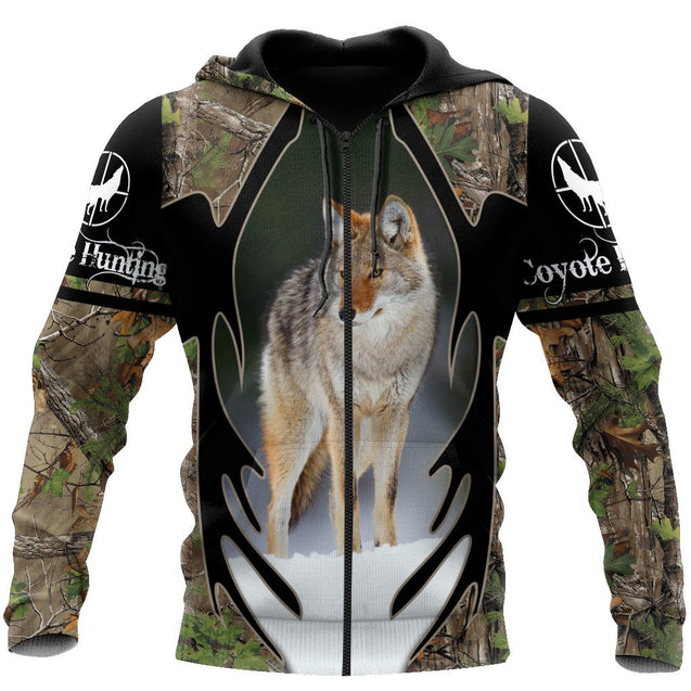 Coyote Hunting Camo Over Printed Unisex Deluxe Hoodie ML