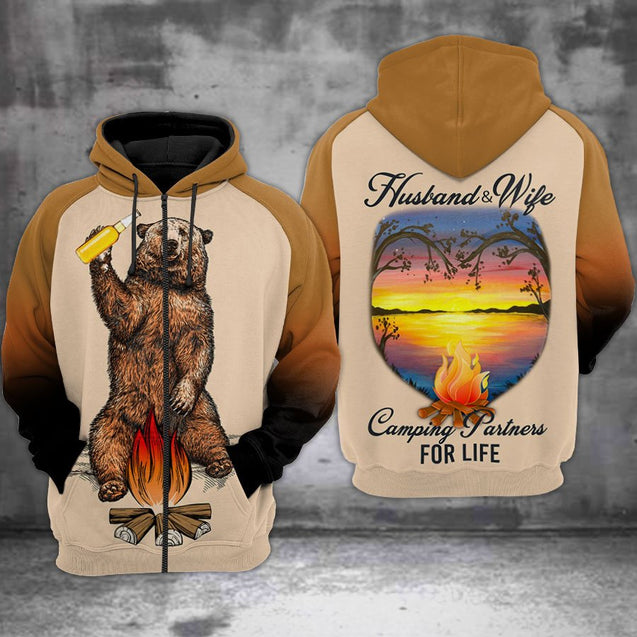 Husband And Wife -Camping Partners For Life Hoodie For Men And Women Pi14102006