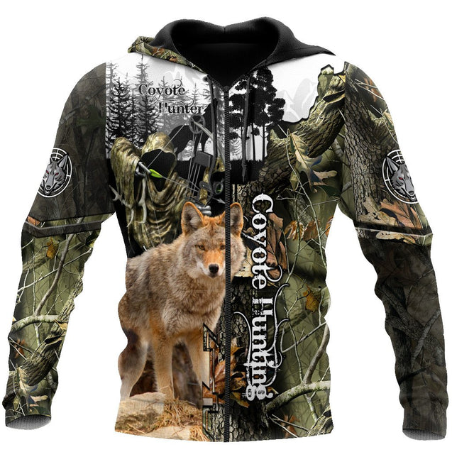 Coyote Hunting Camo Over Printed Unisex Deluxe Hoodie ML