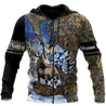 Moose Hunting Camo Over Printed Unisex Deluxe Hoodie ML