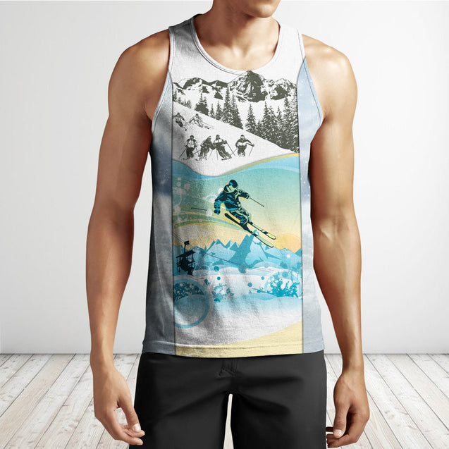 Ski in winter 3D All Over Printed shirt & short for men and women PL