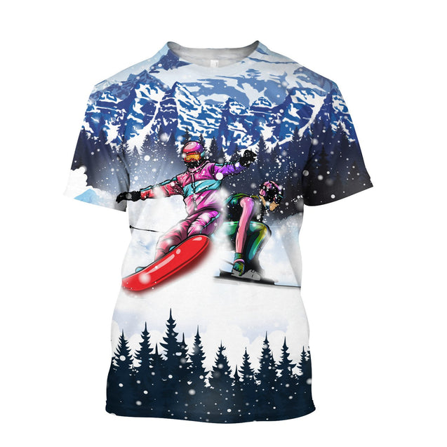 Snowboarding 3D All Over Printed shirt & short for men and women PL