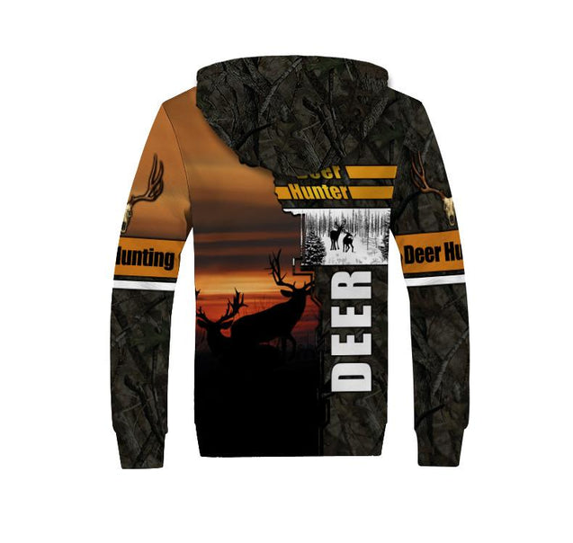 Deer Hunting Camo Over Printed Unisex Deluxe Hoodie ML