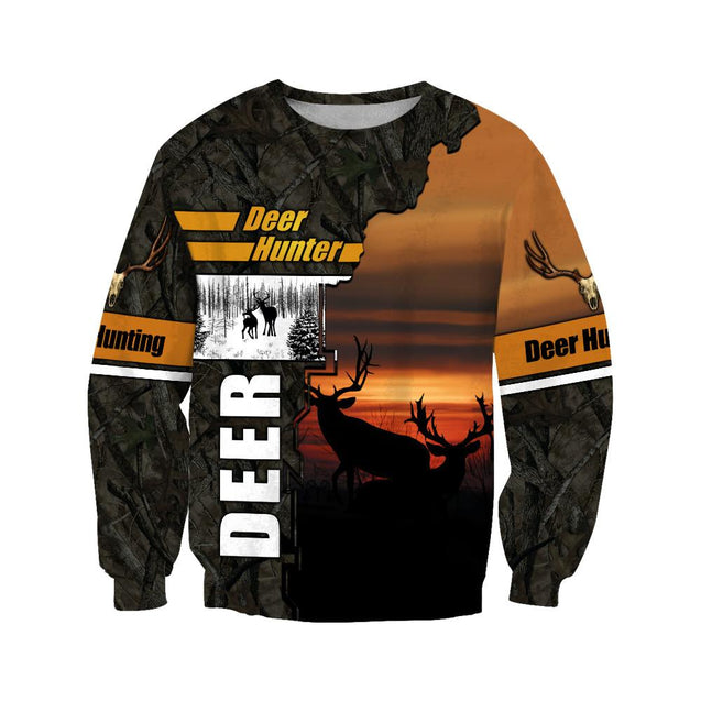 Deer Hunting Camo Over Printed Unisex Deluxe Hoodie ML