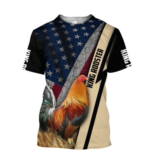 King Rooster American Flag All Over Printed Unisex Deluxe Hoodie ML