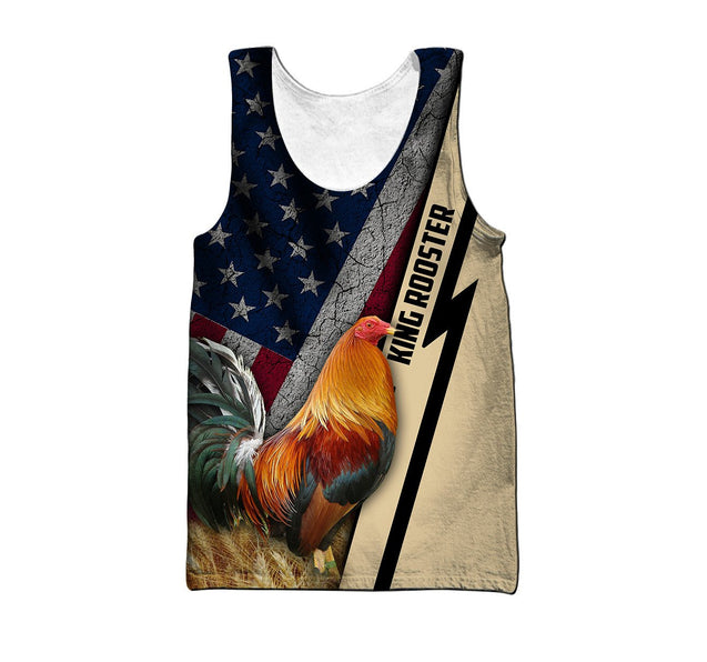 King Rooster American Flag All Over Printed Unisex Deluxe Hoodie ML