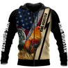 King Rooster American Flag All Over Printed Unisex Deluxe Hoodie ML