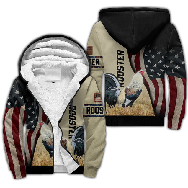 King Rooster American Flag All Over Printed Unisex Deluxe Hoodie ML