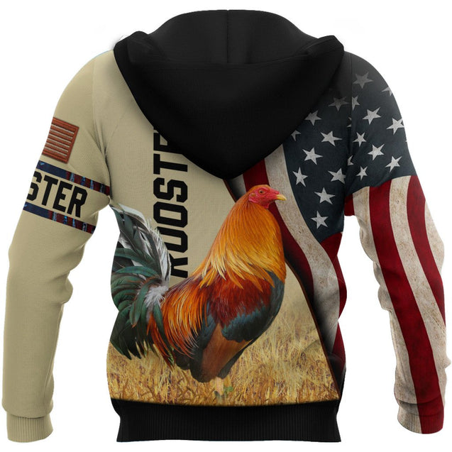 King Rooster American Flag All Over Printed Unisex Deluxe Hoodie ML