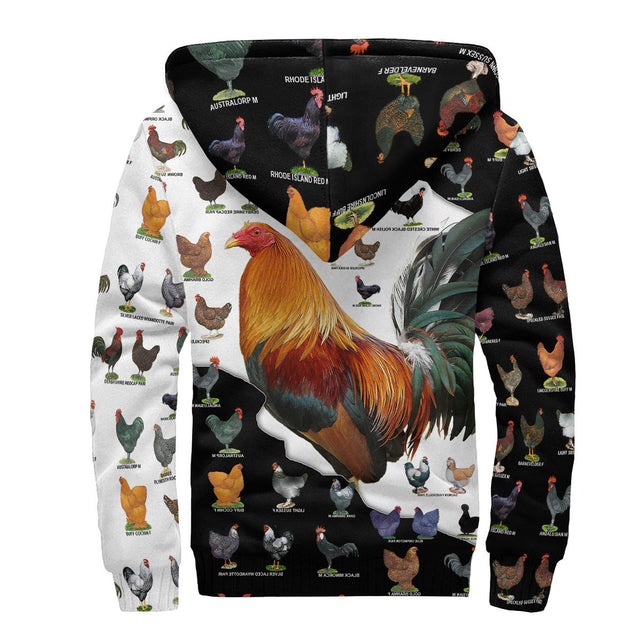 Rooster  3D Over Printed Unisex Deluxe Hoodie ML