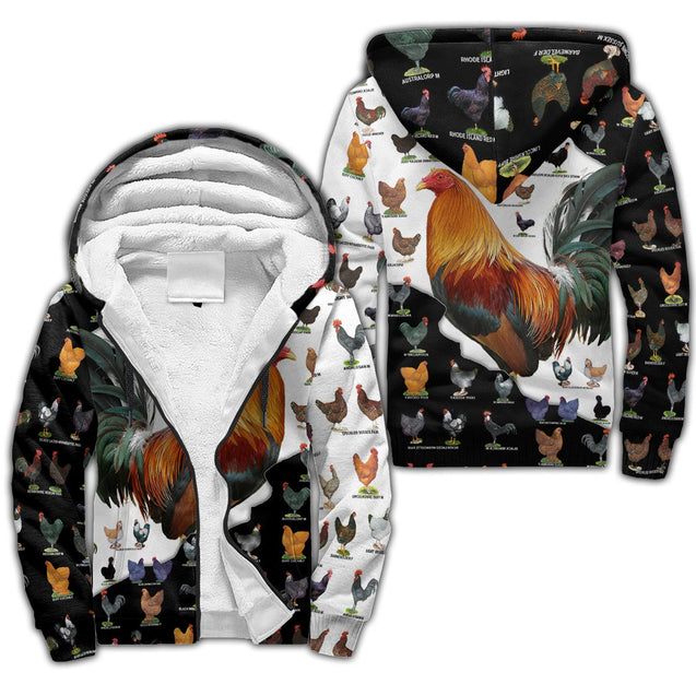 Rooster  3D Over Printed Unisex Deluxe Hoodie ML