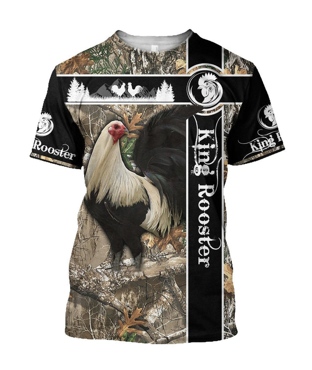 King Rooster Camo  3D Over Printed Unisex Deluxe Hoodie ML