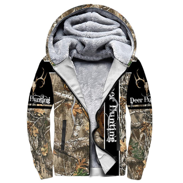 Deer Hunting Camo X 3D Over Printed Unisex Deluxe Hoodie ML