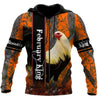 Premium February Rooster  3D Over Printed Unisex Shirts ML