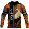 Premium April Rooster  3D Over Printed Unisex Shirts ML