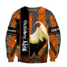 Premium October Rooster  3D Over Printed Unisex Shirts ML