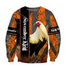 Premium November Rooster  3D Over Printed Unisex Shirts ML