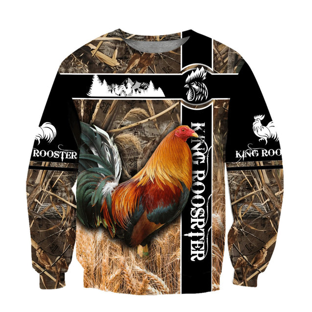 King Rooster  3D Over Printed Unisex Deluxe Hoodie ML